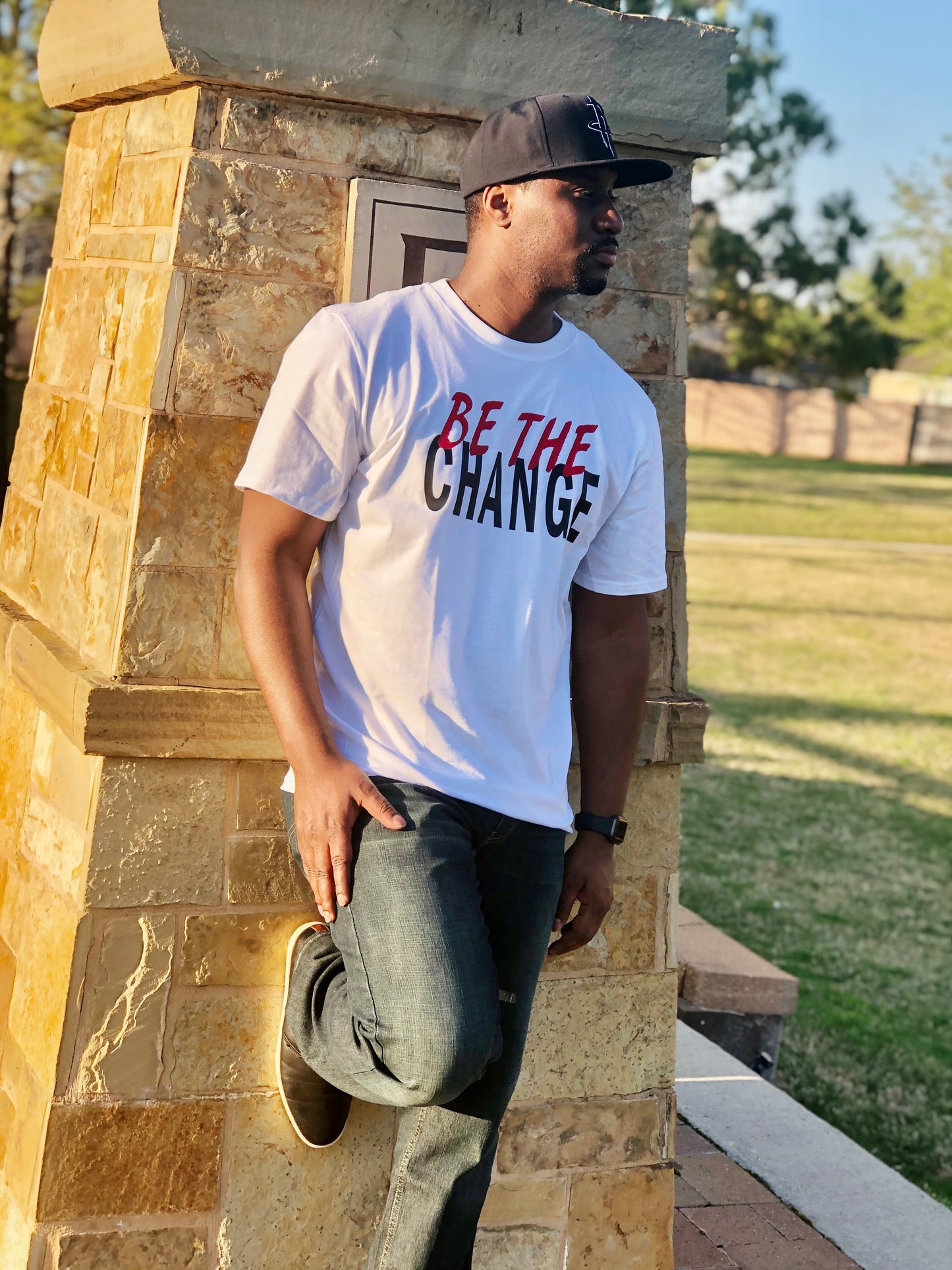 Be The Change White Tee - Shop Men's Eco-Friendly Style