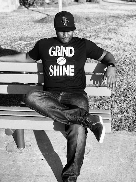 Grind and Shine Black Tee - Power Through Your Day